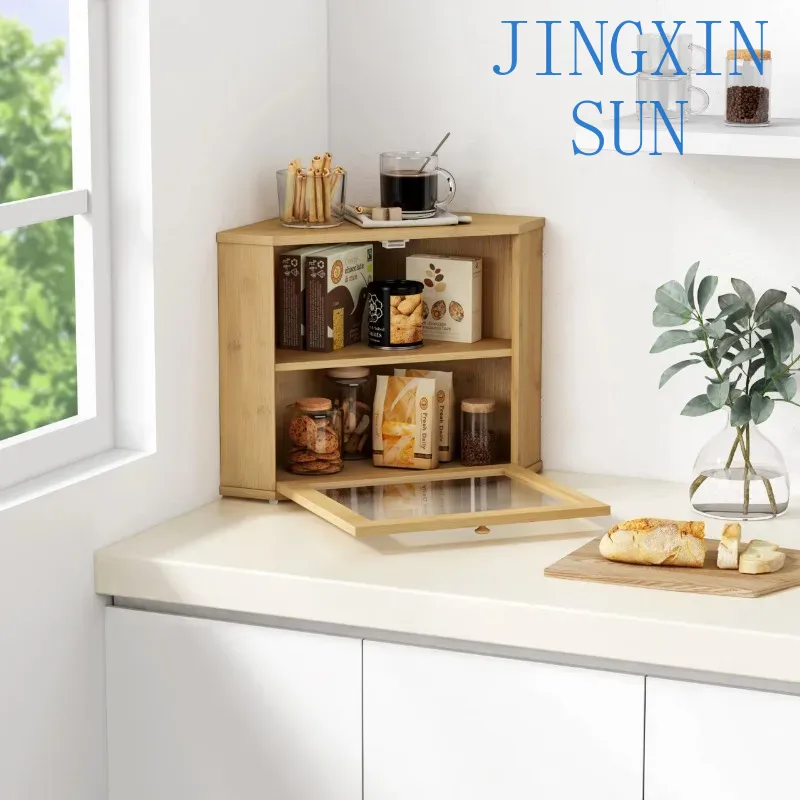 2 Tier Bamboo Corner Bread Box - đánh giá và giá Kitchen Baking Corner