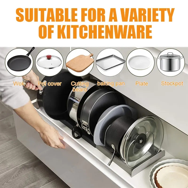 Expandable Pot Lid Organizer A - đánh giá và giá Kitchen Baking Pan Organizer