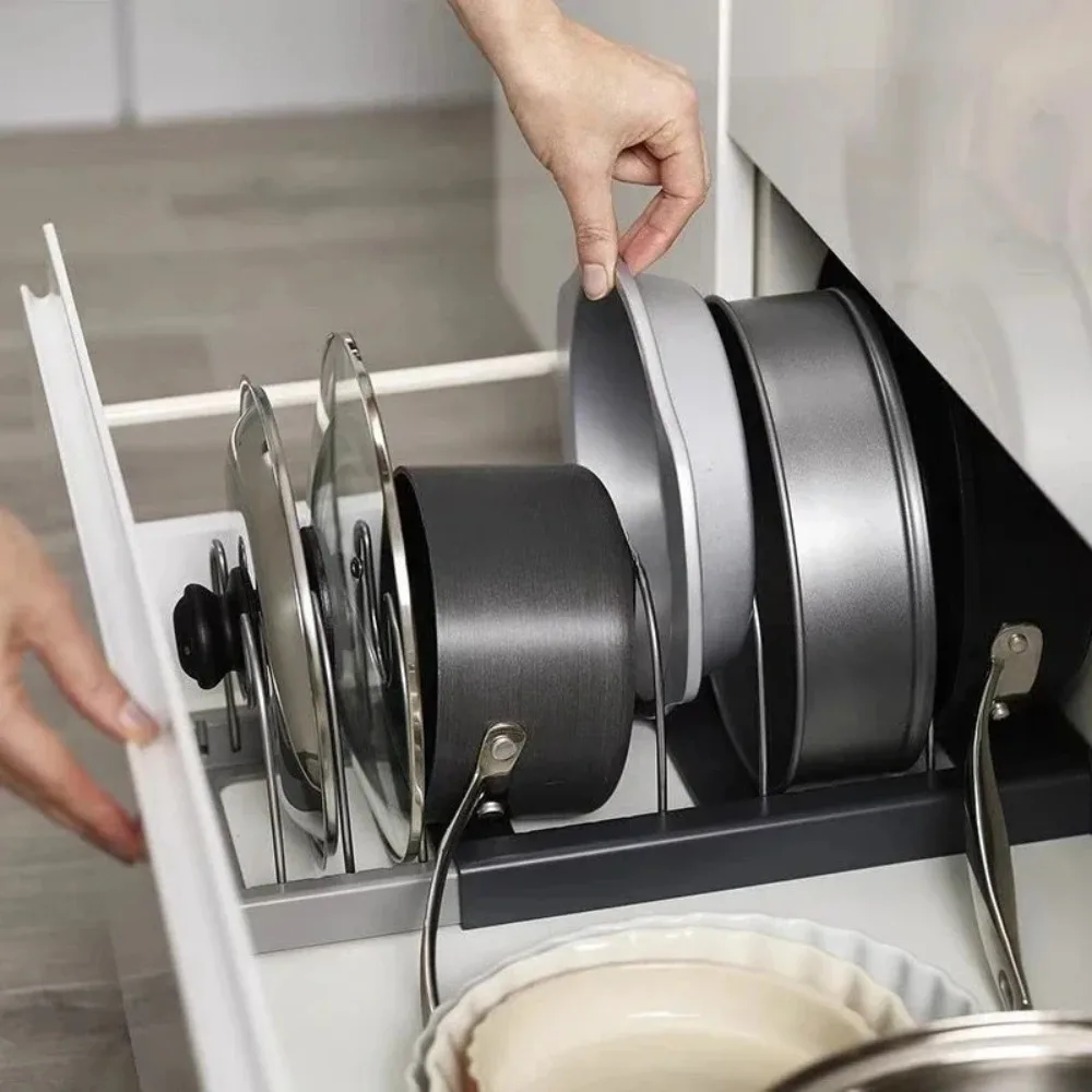 Expandable Pot Lid Organizer A - đánh giá và giá Kitchen Baking Pan Organizer