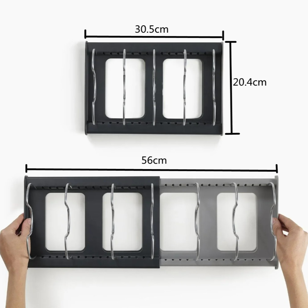 1Pc 7-grid Telescopic Pot Rack - đánh giá và giá Kitchen Baking Pan Organizer